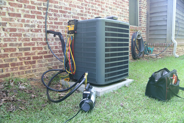 Outdoor HVAC unit installation